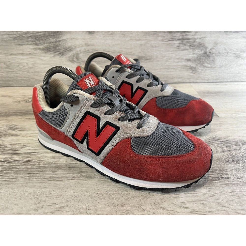 New Balance Kids' 574 V1 Lace-Up Sneaker Color Red Gray Size 6.5